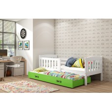 Bērnu divguļamā gulta KUBUS 80x160 balts/zaļš